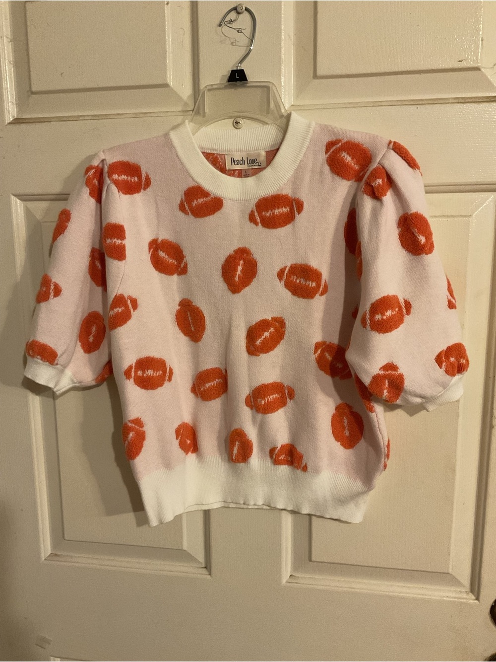 Peach Love GAME DAY Sweater with Orange FOOTBALLS SZ.L.